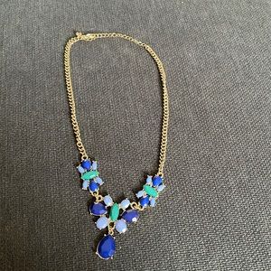 Blue and green detailed gold necklace
